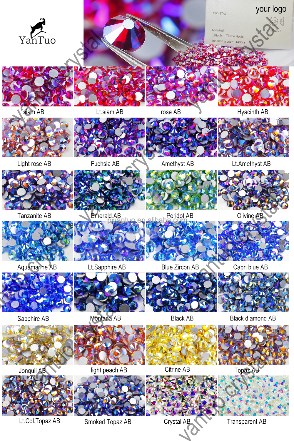 crystal ab flat back rhinestones